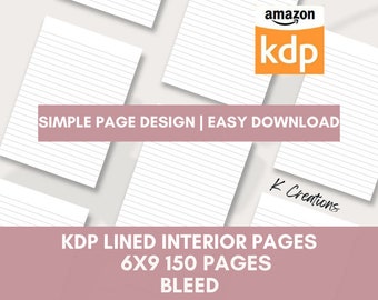 KDP Lined Interior Pages: 6x9 Simple Design, 150 Pages (PDF Pattern)