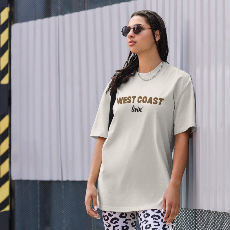 West Coast Shirt Embroidered Oversized Faded West Coast Livin' T-shirt