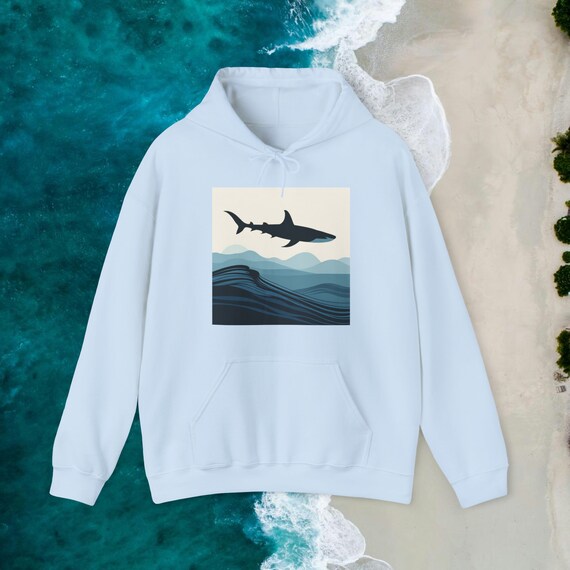 Jumper Hooded Sweatshirt Beach Wear Ocean Theme Trendy Shark Design Unique Clothing Gift Adult and Youth Sizes Color Options Etsy