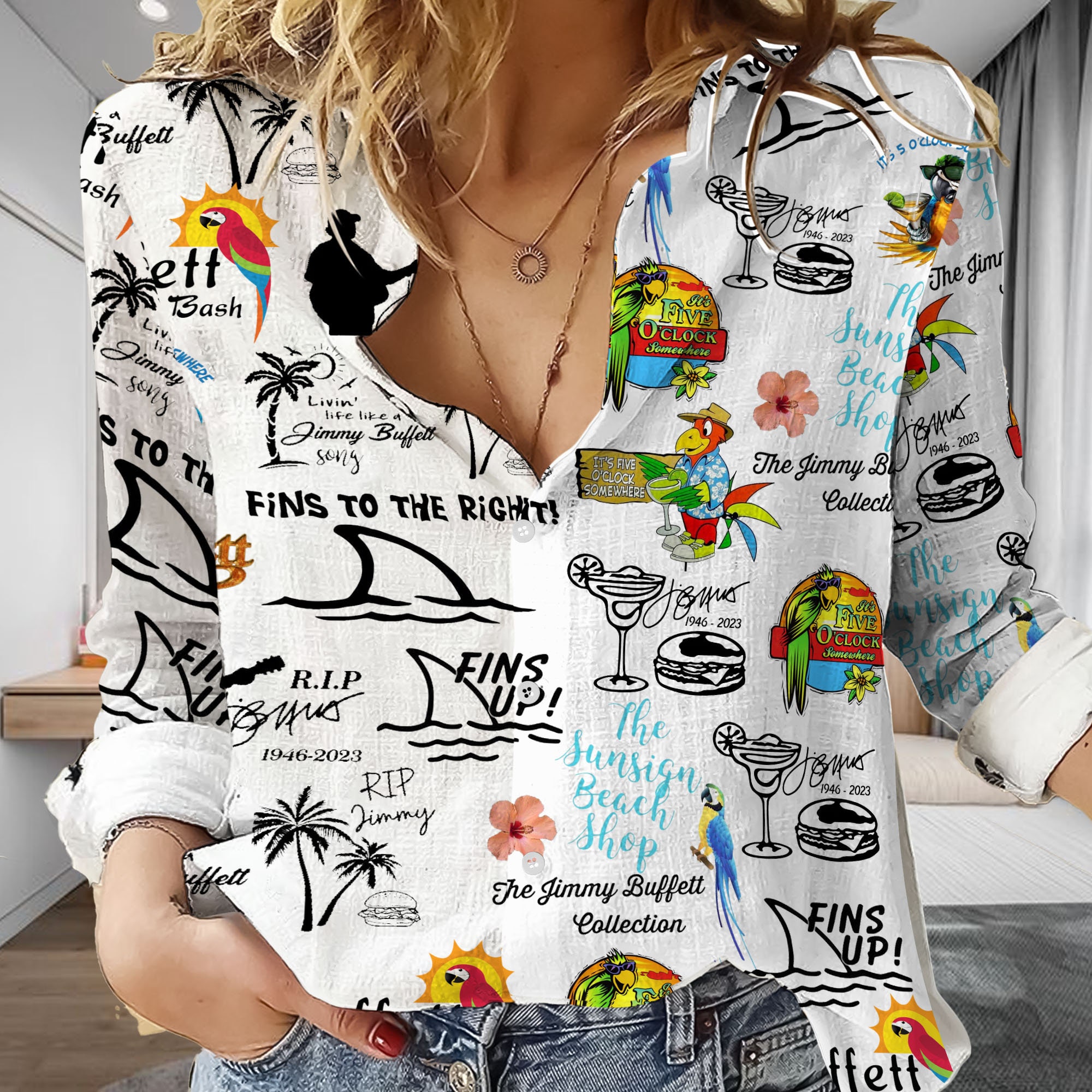 Jimmy Buffett Women Casual Shirt, Music Women Blouses