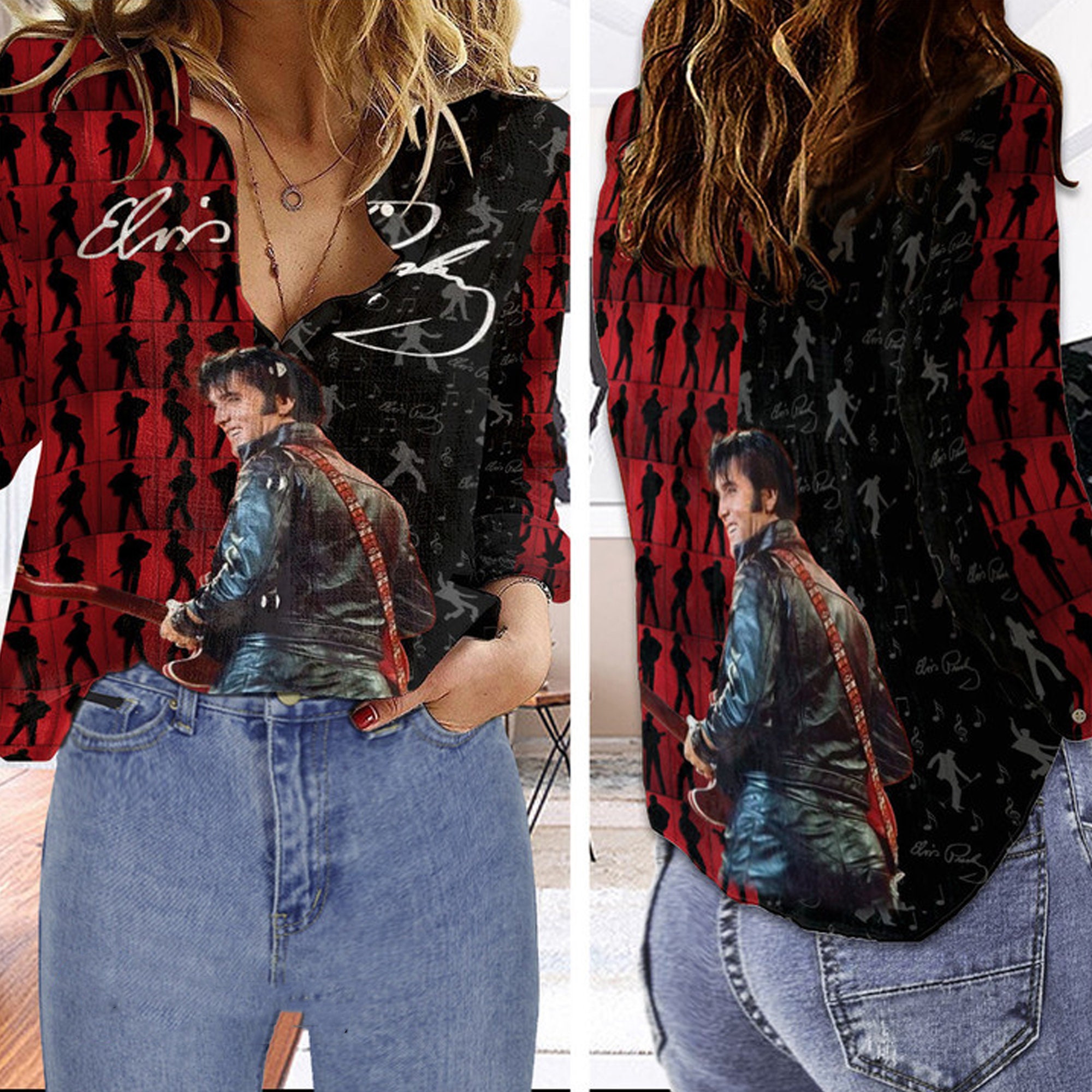 The King Of Rock Elvis Presley Women Casual Shirt, Music Women Blouses