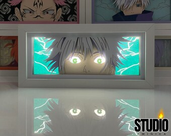 Handmade Anime Light box, Anime Night Light RGB Remote, Anime Lamp, Magna Lightbox for Anime Fans, 3D Paper Carving Anime Lightbox, Gift