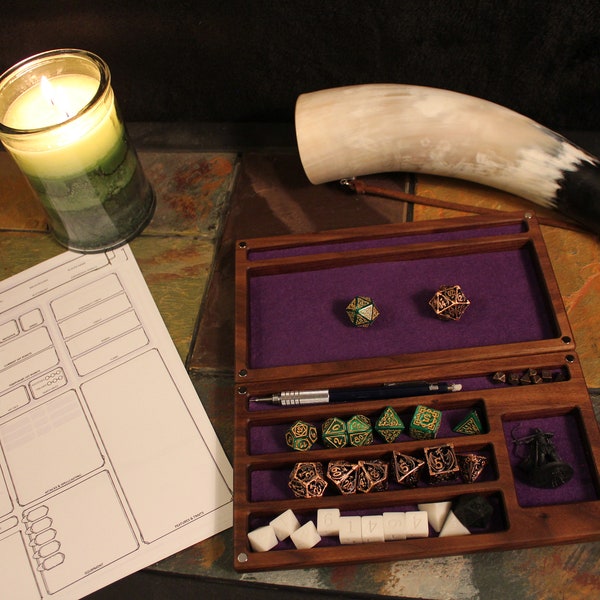 Personalized Walnut Hardwood Dice Tray and Vault