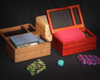 Personalized Hardwood Commander Deck Box with Counter & Token Storage
