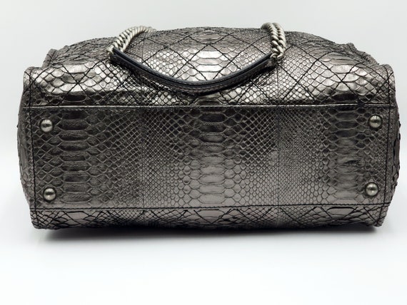 Authentic Chanel Iridescent Metallic Silver Pytho… - image 10