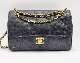 Authentic Chanel Timeless Classic Ostrich Flap Bag (Very Rare)