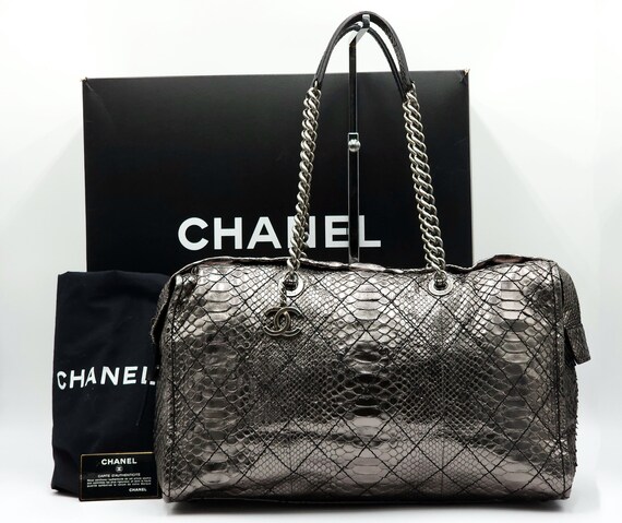 Authentic Chanel Iridescent Metallic Silver Pytho… - image 2