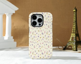 Beige driekleurige bloemen iPhone-hoesje siliconen hoesje Hard Shell Case, voor iPhone 15 13 13 Pro Max 12 Pro Max 11 XR Xs X telefoonhoesje