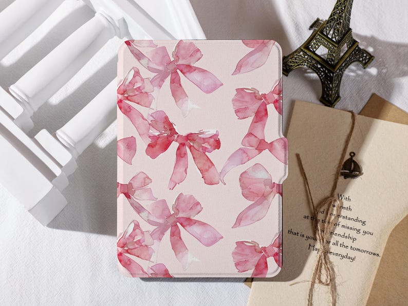 Rose Color Bow Kindle Case 2022, All New Kindle Case With Auto Wake