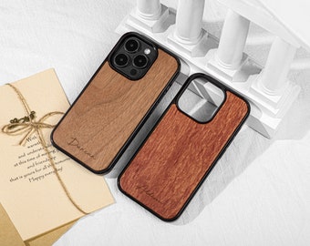 Carved Wooden iPhone Case Silicone Case Hard Shell Case, For iPhone 15 13 13 Pro Max 12 Pro Max 11 XR Xs X, Custom Solid Wood Phone Case