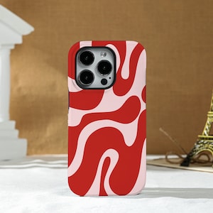 Red Irregular Stripe iPhone Case Silicone Case Hard Shell Case, For iPhone 15 13 13 Pro Max 12 Pro Max 11 XR Xs X Phone Case Bild 1