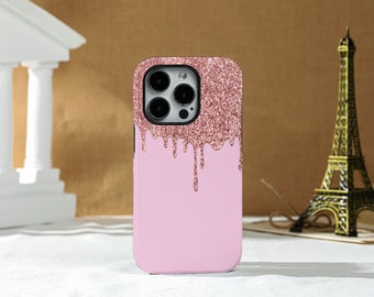 Pink Glitter Fringe iPhone Case Silicone Case Hard Shell Case, For iPhone 15 13 13 Pro Max 12 Pro Max 11 XR Xs X  Phone Case