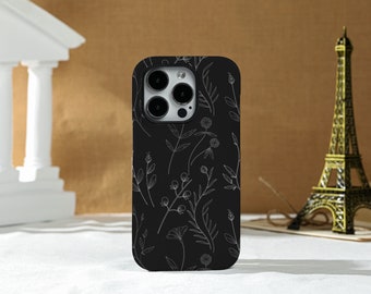 White Stroke Flower iPhone Case Silicone Case Hard Shell Case, For iPhone 15 13 13 Pro Max 12 Pro Max 11 XR Xs X  Phone Case