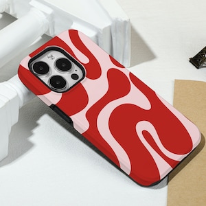 Red Irregular Stripe iPhone Case Silicone Case Hard Shell Case, For iPhone 15 13 13 Pro Max 12 Pro Max 11 XR Xs X Phone Case Bild 4