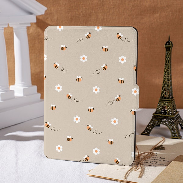 Cute Bees Art Handstrap Kindle Case 2023, Daisy Art All New Kindle Case Paperwhite Cover, Floral Art Paperwhite 2021 Case Kindle 10Gen Case