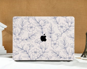 Small Flower Outline New MacBook Case for 2023 Air 15, New Pro Mac Laptop, Macbook Air 13 2020, 12 Case Air Macbook Pro 13 14 15 16 2023