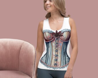 Corset Top Cottagecore Tank Top Victorian Shirt Vintage Wear Steampunk shirt Gothic Clothing Corset Cottagecore Goblincore costume