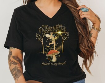 Fairy Realm Shirt Embrace your enchantress with this spiritual shirt features mushrooms and sparkling fairies perfect for any nature lover.