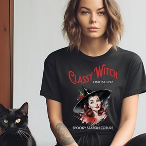 Classy Witch Retro Halloween T-shirt Vintage Halloween Top 1950s Halloween Rockabilly Tee Pin Up style shirt