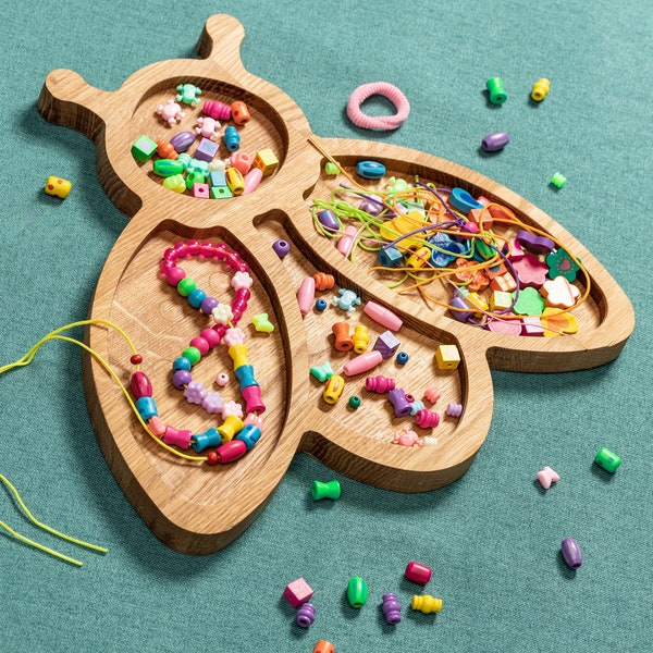 Planche de petit déjeuner en bois en forme d'abeille, organisateur de perles de bois, cadeau de fille de fleur, assiette d'abeille, plateau de service en bois, abeille, cadeau d'apiculteur