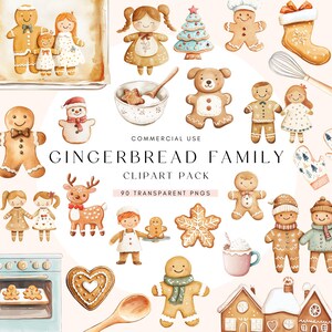 Lebkuchen Familie Clipart | Aquarell PNG-Dateien zum Basteln | Weihnachten Digitaler Download | Niedliche Feiertagsgrafiken | Perfekte Urlaubsprojekte