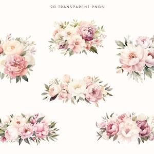 Peony Border Clipart | Blush Pink | Peonies Png | Watercolor Floral ...