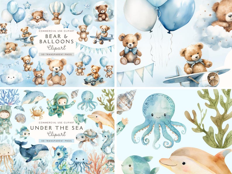 Baby Shower Clipart Bundle | Blue Nursery | Sweet Baby Boy Girl Decor ...