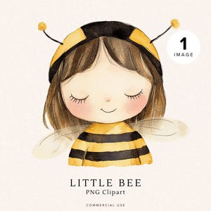Baby Bee Clipart | Dress Up Girl | Cute Watercolor Bee PNG | Bee Costume | Honey Bee Clipart | Bumblebee Art | Digital Download for Kids