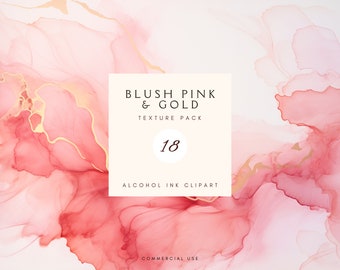 Alcohol Ink Watercolor Background | Blush Pink Gold Clipart | Fluid Backgrounds | Abstract Liquid | Digital Paper | Journal | Commercial Use