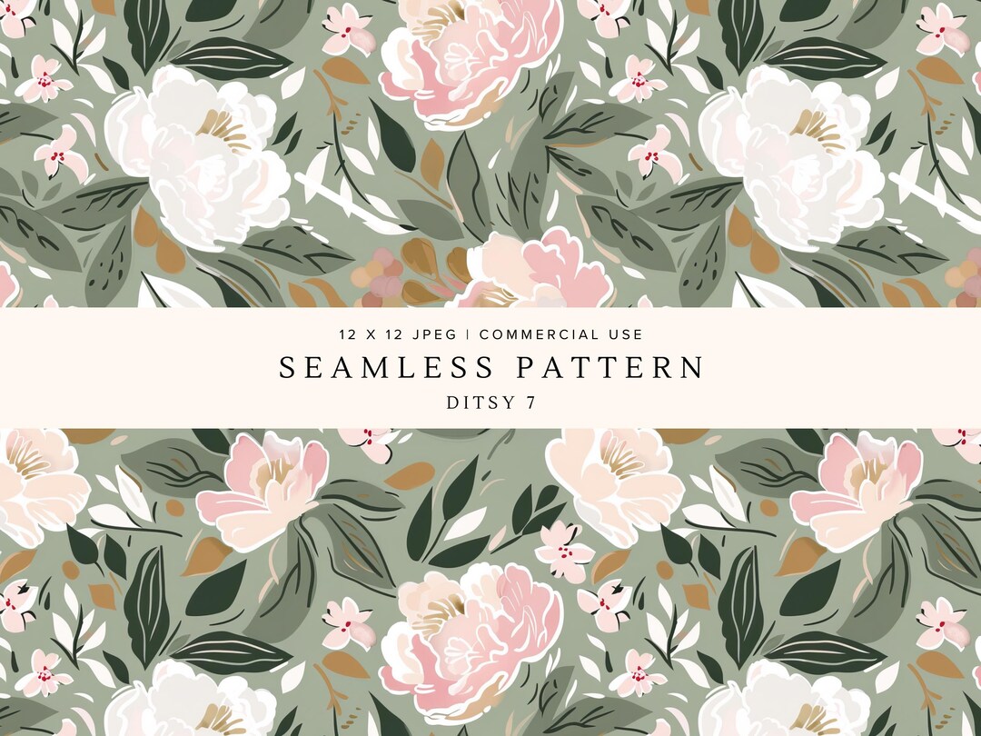 Sage Green Floral Seamless Pattern | Ditsy Botanical Digital Paper ...