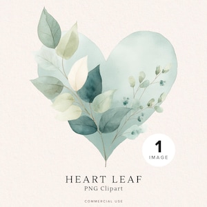 Heart Clipart | Watercolor Floral PNG | Digital Download | Valentine Art | Love Clipart for Crafts and Decor | Commercial Use | Blue Green