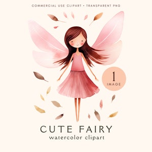 Cute Fairy Clipart | Watercolor Fairy Garden Clipart | Transparent Background | Instant Download | Commercial Use | Fairy Clip Art For Kids
