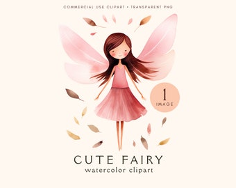Cute Fairy Clipart | Watercolor Fairy Garden Clipart | Transparent Background | Instant Download | Commercial Use | Fairy Clip Art For Kids