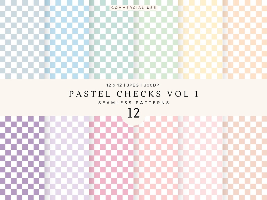 Pastel Check Seamless Patterns | Vol 1 | Muted Digital Paper | Soft ...