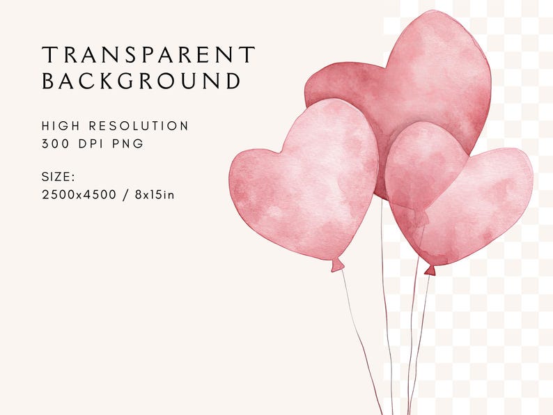 Watercolor Pink Balloon Clipart | Heart | Valentines Day | Love ...