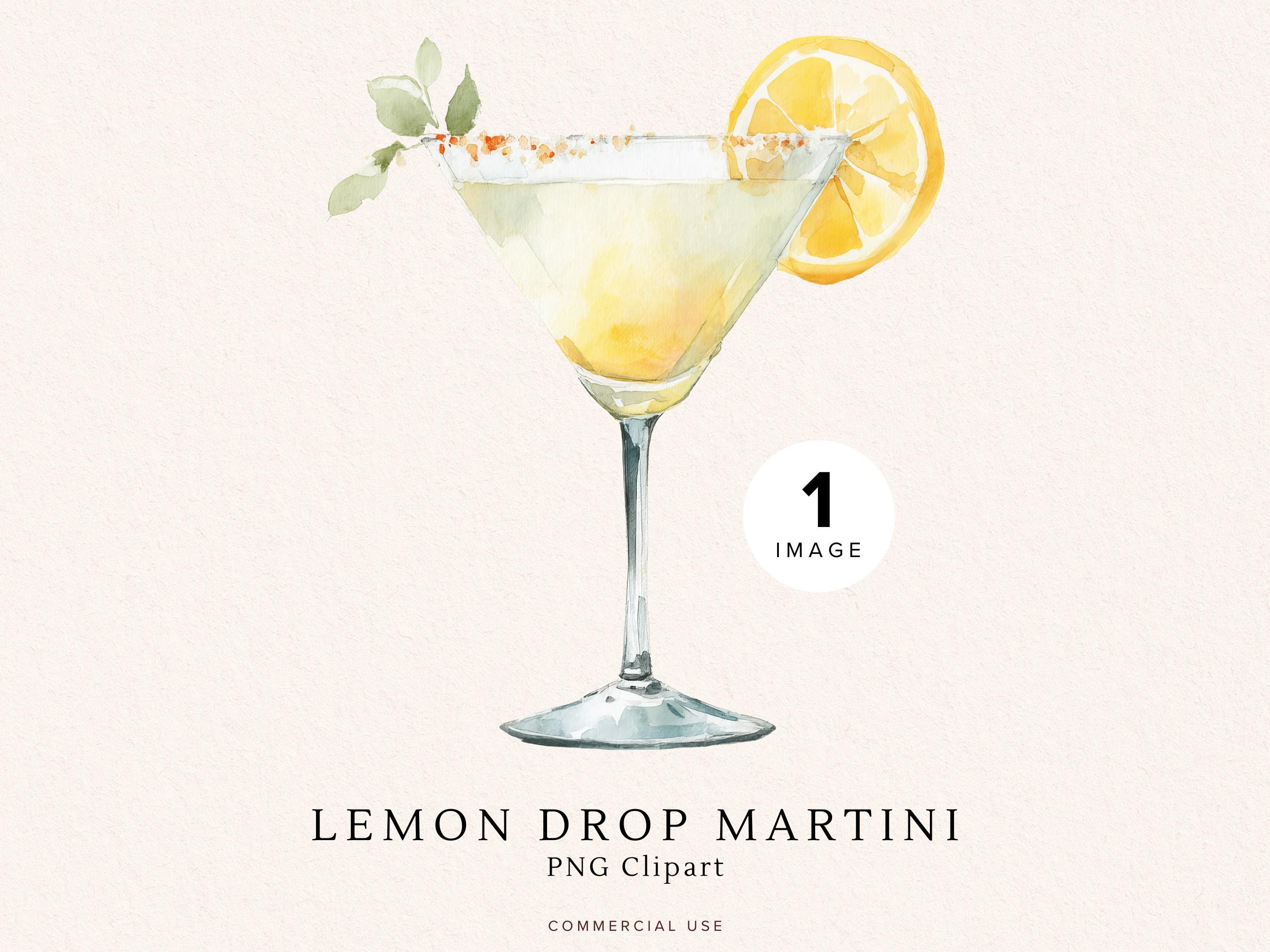 Lemon Drop Martini Clipart | Watercolor Cocktail Art | Party Drink ...