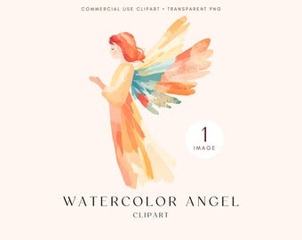 Aquarell Engel Clipart | Vintage Weihnachtsengel | Taufe Clip Art | Grußkarte Artwork | Scrapbooking | Zeitschriften | Kommerzielle Nutzung