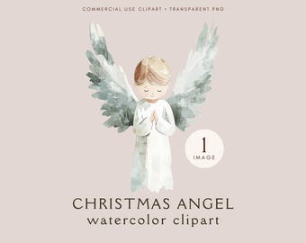 Bezaubernde Weihnachtsengel-Cliparts | Niedliche Kinderengel | Digitaler Download für Bastelarbeiten | Vintage-Aquarell-Engel | Wandbild | Kommerzielle Nutzung