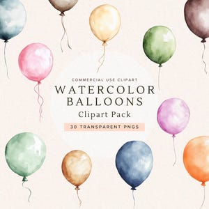 Aquarell Ballon Clipart | Babyparty | Geburtstag Dekoration | Scrapbooking | Digitale Aufkleber | Kommerzielle Nutzung | Rosa, Blau, Braun, Grün