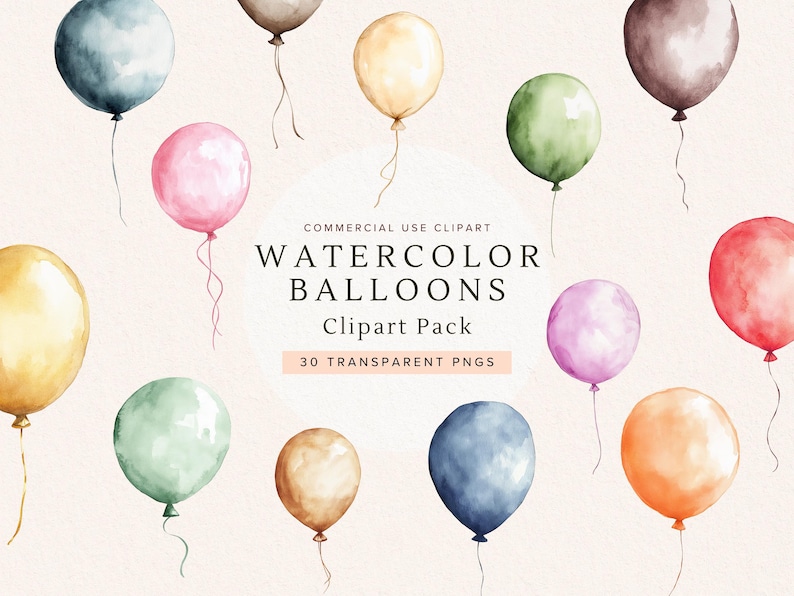 Watercolor Balloon Clipart | Baby Shower | Birthday Decoration ...