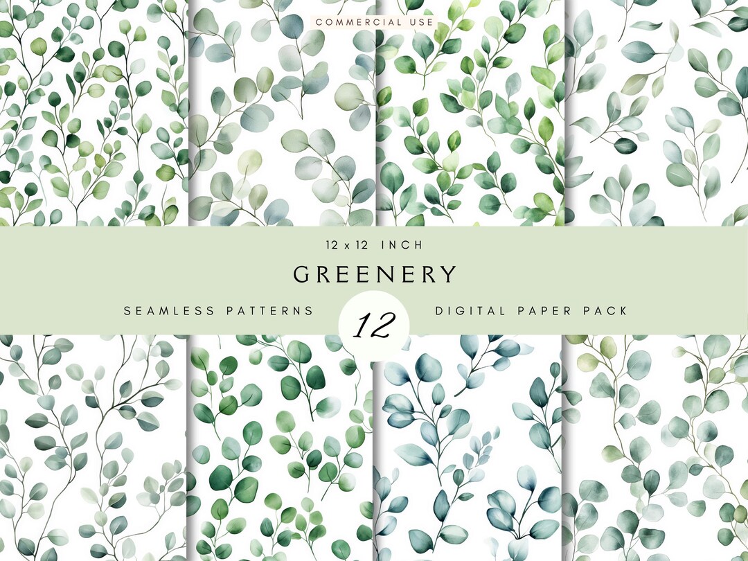 Eucalyptus Greenery Seamless Pattern | Leaf Digital Paper | Junk ...