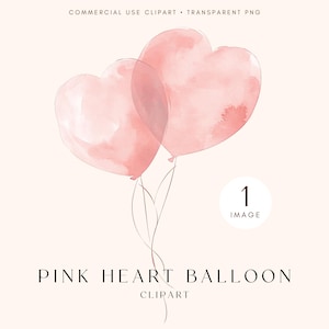 Herz Luftballons Clipart | Niedliche Liebe Luftballons Grafiken zum Valentinstag | Rosa Ballon | Liebe Grafik | Digitaler Download | Kommerzielle Nutzung