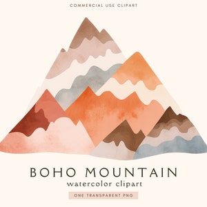Boho Mountain Clipart | Mountain Clipart | Desert Mountains | Outdoors | Boho Nature | Camping | Landscape Clipart | Commercial Use