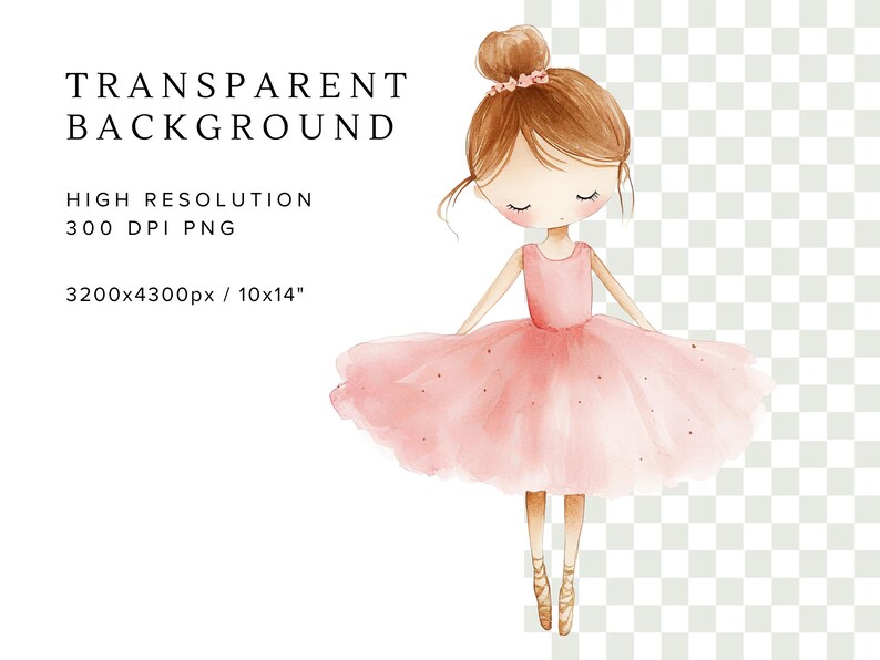 Ballerina Girl Clipart PNG | Cute Ballet Dancer in Pink Tutu | Princess ...
