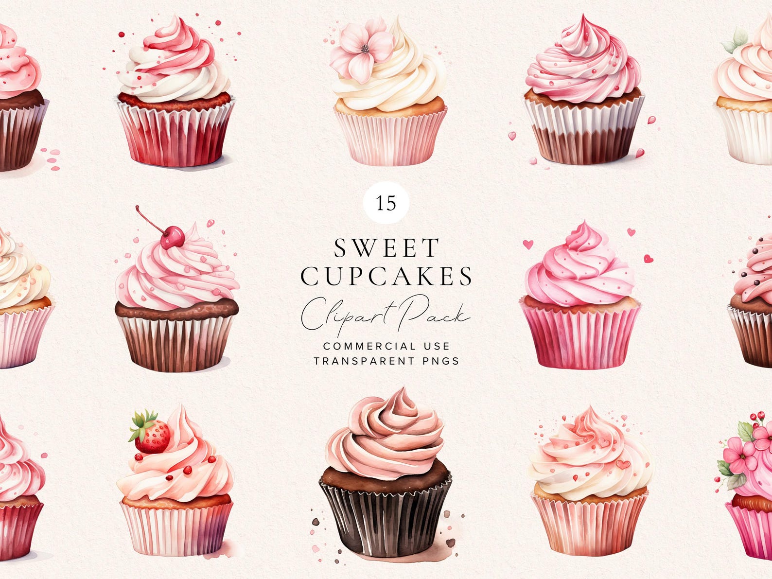 Cupcakes Clipart Set | Instant Download | Stickers | Digital Download ...