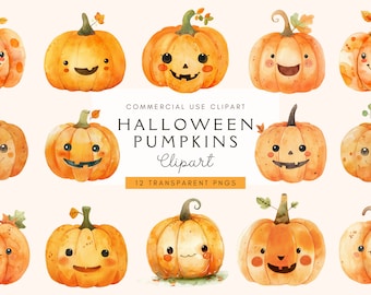 Halloween Pumpkins | Cute Halloween | Spooky Season | Illustration | Jack o Lantern | Commercial Use | Clip Art | Png | Instant Download