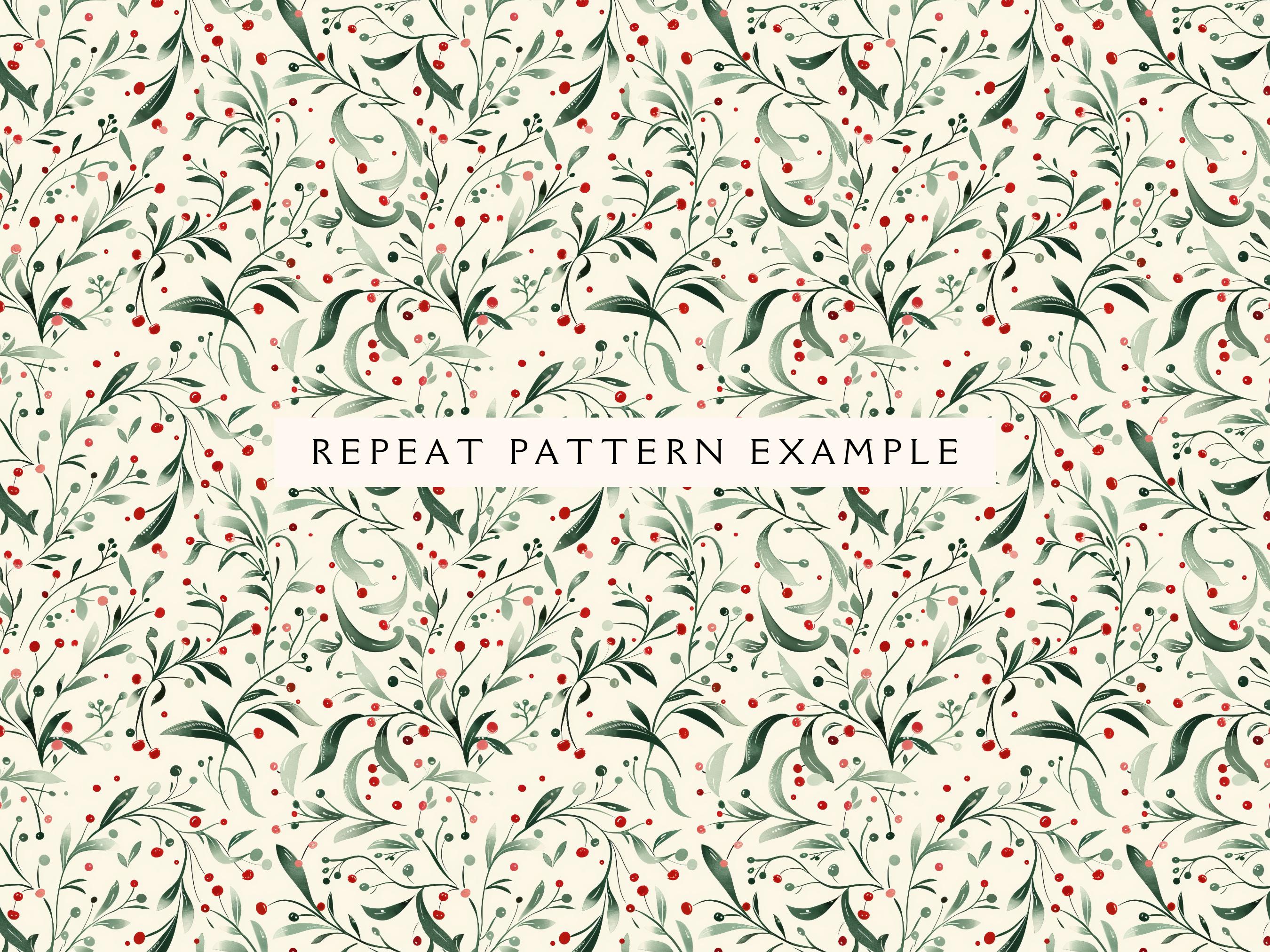 Holly Repeat Pattern Holly Seamless Pattern | Ditsy Christmas Design | Vintage Winter ...