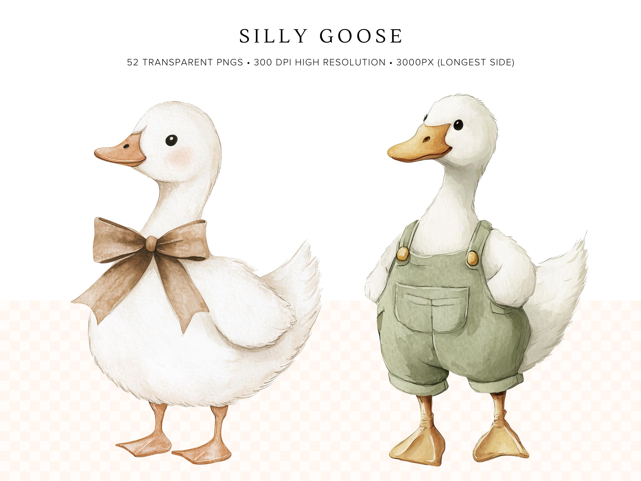 Silly Goose Clipart | Spring Vintage Cottagecore, Whimsical Cute ...