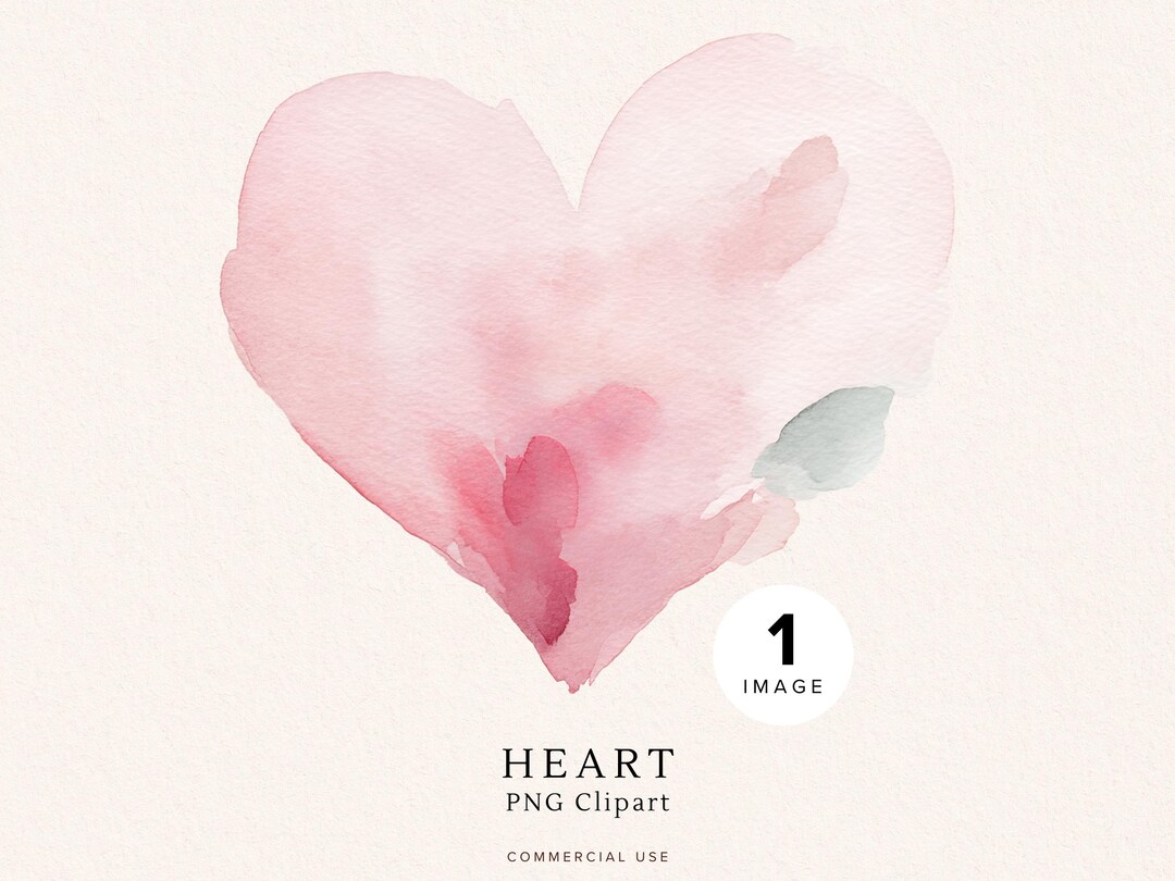 Pink Heart Clipart | Watercolor Floral Art | Abstract Design ...