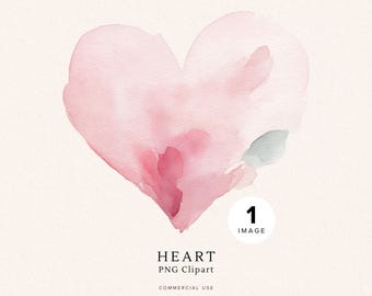 Pink Heart Clipart | Watercolor Floral Art | Abstract Design | Valentine’s Day | Love Designs for Crafts | Digital Download | Commercial Use